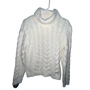 Harper Heritage Ivory Cable Chunky Knit Turtleneck‎ Pullover Sweater Women Small